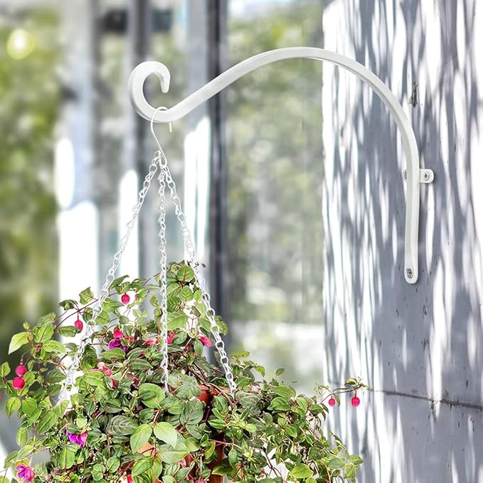 Hanging Plant Brackets Outdoor: 12-Inch Hanging Plant Hangers Wall Hooks - Wall Mount Brackets for Bird Feeder Flower Baskets White