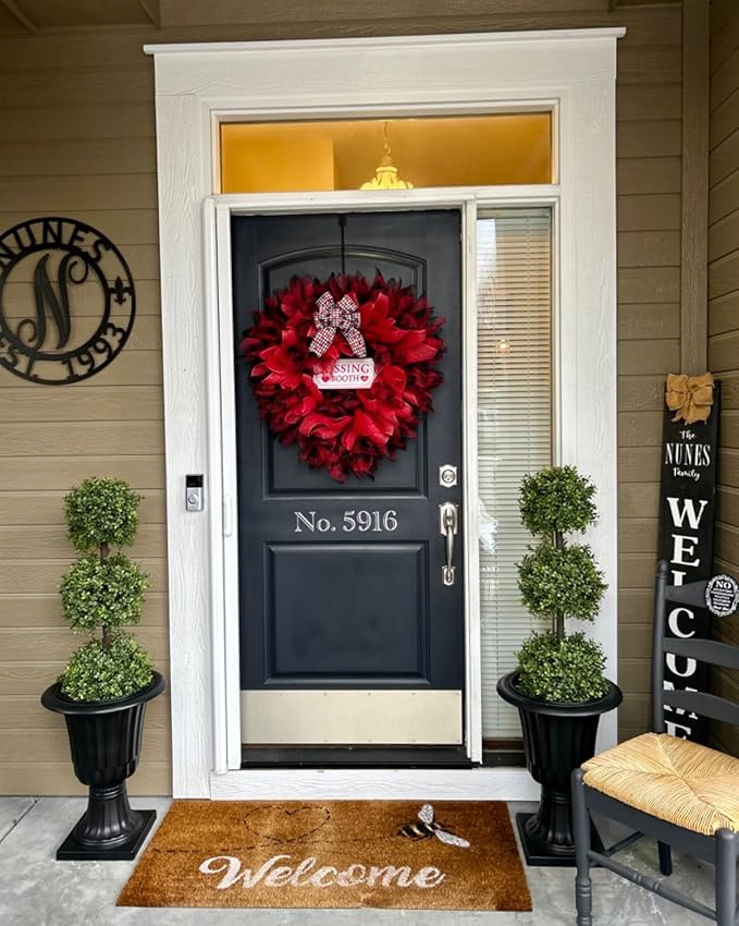 38''T Artificial Boxwood Topiary Triple Ball Outdoor Potted Plants Anti-UV Front Door Decor 2Pack