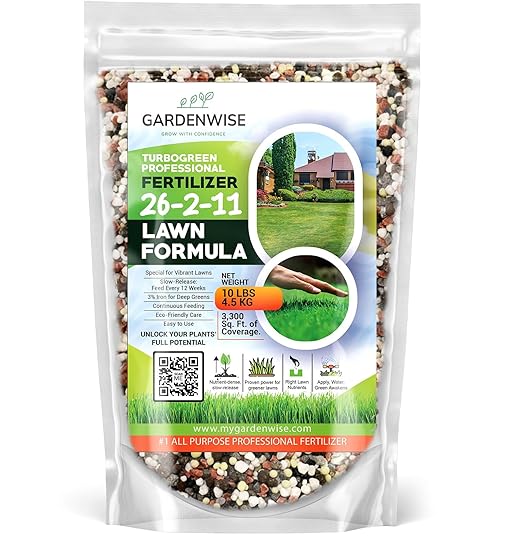 TurboGreen: Premium Lawn Fertilizer with Iron - Advanced Nitrogen & Iron-Rich Formula for Lush Growth | Eco-Friendly Grass Fertilizer for Spring & All Seasons | Slow-Release (20 QUARTS)