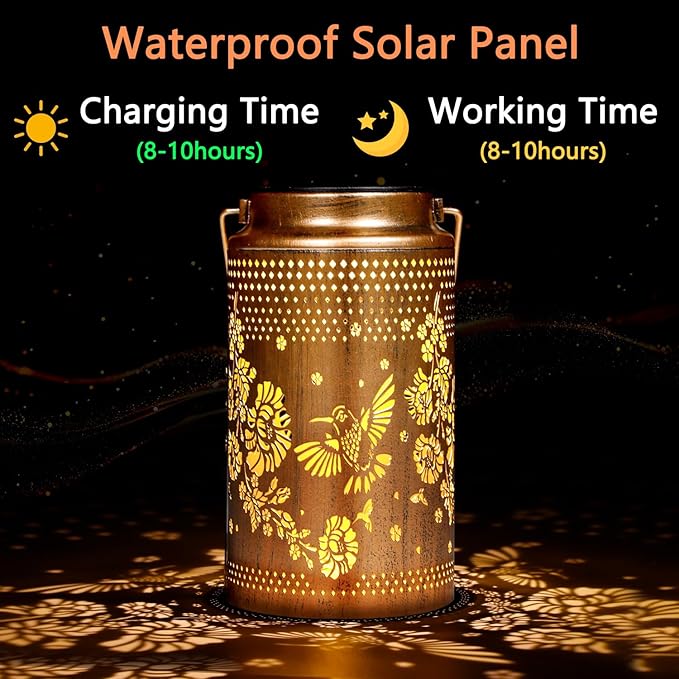 4 Pack Hummingbird Solar Lanterns Outdoor Waterproof, Metal Hanging Lights Decorations for Garden Yard Lawn Patio, Hummingbird Gifts for Women Mom Grandma Sister for Mother'Day Christmas