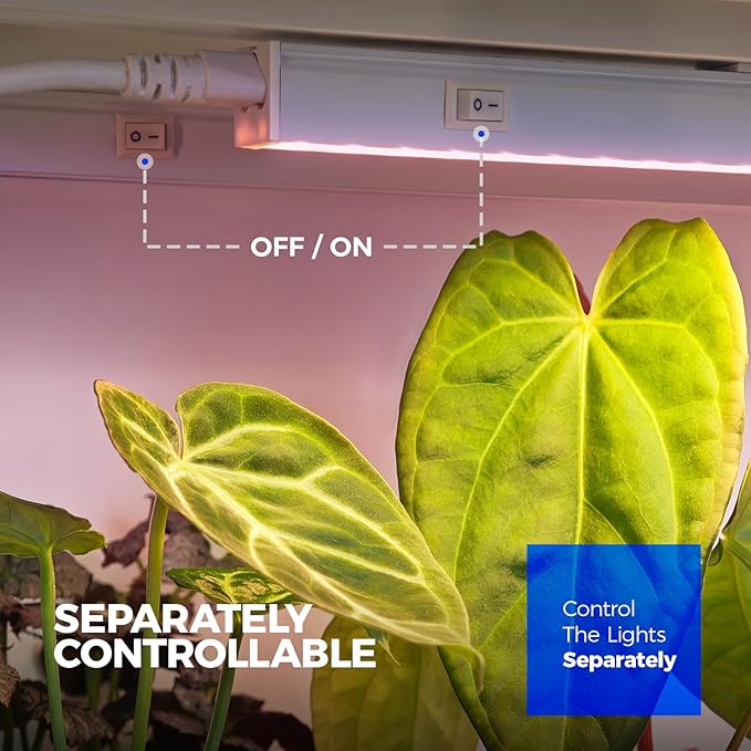 Barrina T5 Grow Lights for Indoor Plants, Full Spectrum Grow Light, 2ft 80W (8 x 10W), Plant Lights for Indoor Plants Growing, Pinkish White, 8-Pack