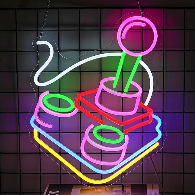 Alkkign Gamer Neon Sign for Wall Decor Game Controller Neon Signs Gaming Neon Light for Gamer Room Decor Game LED Sign for Teen Boys Room Gaming Room Decoration