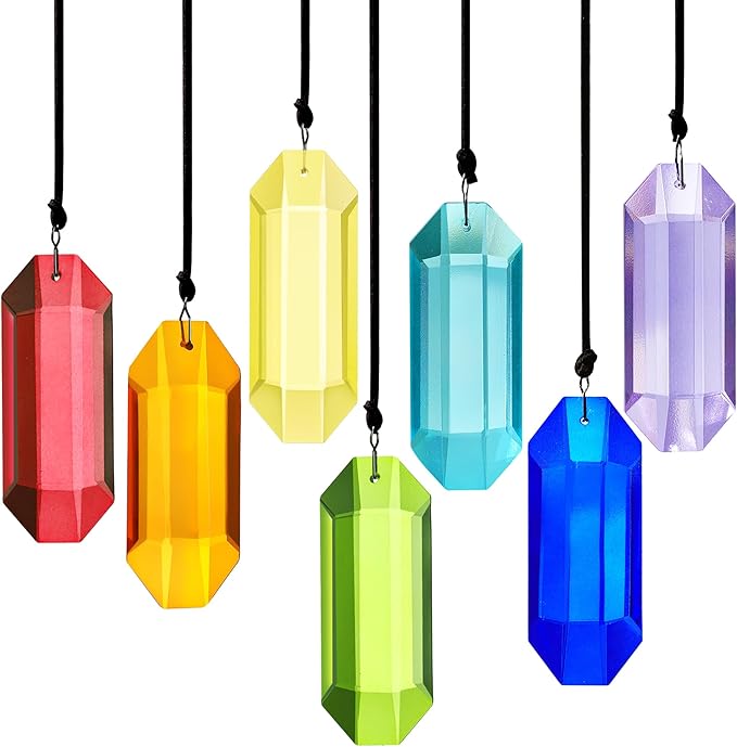 HDCRYSTALGIFTS 7pcs Crystal Suncatcher Prisms 3'' Window Hanging Ornament Rainbow Glass Prism Sun Catcher Decor for Home Garden
