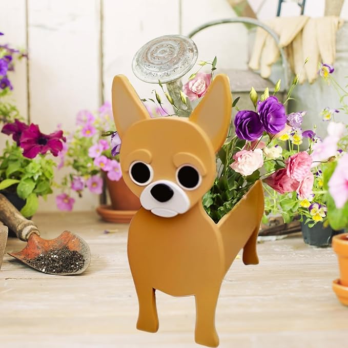 Chihuahua Dog Planter Plant Pots,Cute Garden Dog Flower Planter,Dog Planters Birthday Gifts for Women,Office,Indoor/Outdoor Decor(9.45 * 5.91 * 13.46in)