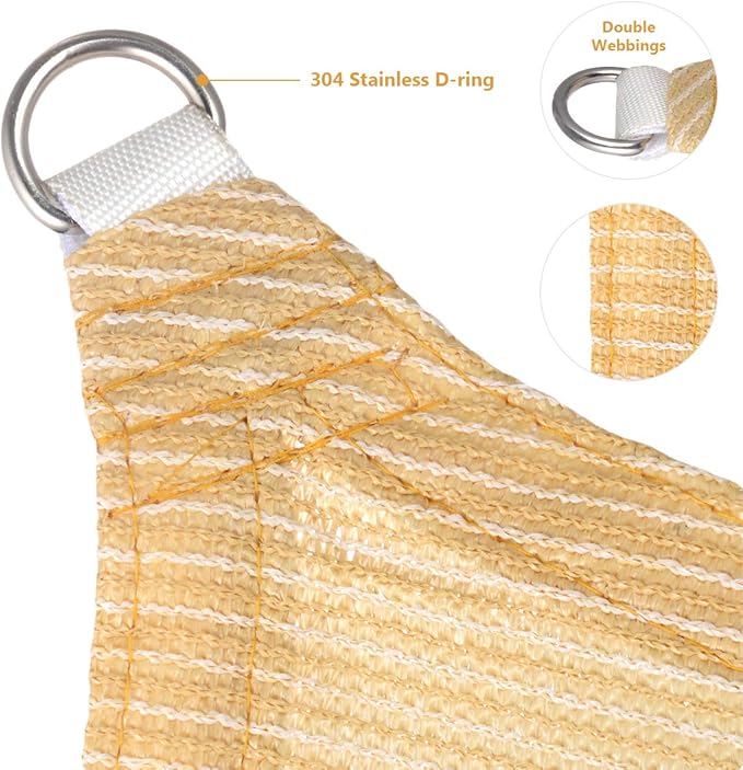 Eden's Decor Straight Flat-Edged Sun Shade Sail Rectangular 10' x 17' Beige UV-Blocking Outdoor Canopy Fabric Cloth Awning for Pergola Patio Garden Backyard Custom Size