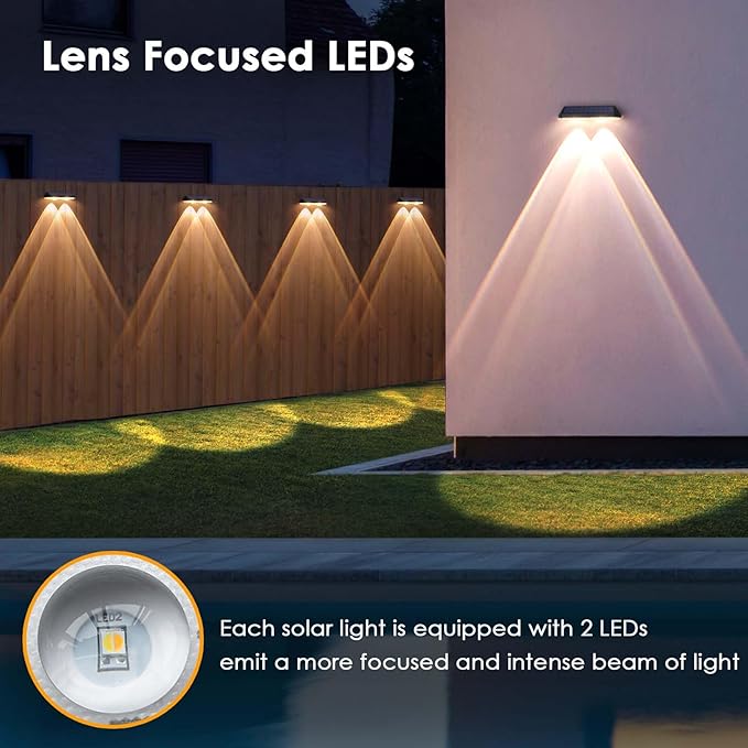 9 Pack Solar Fence Lights Outdoor, LED Dusk to Dawn Waterproof Deck Lights for Outside Step Wall Porch Patio Garden Decor (3000K/4500K/6000K)