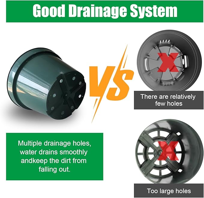 15 Pack 4/6/8 Inch Plant Nursery Pots, Thickened Plastic Pots for Plants with Drainage Holes, Sturdy Seedling Pots, Seed Starting Pots, Flower Pots for Indoor Outdoor Plants, Green