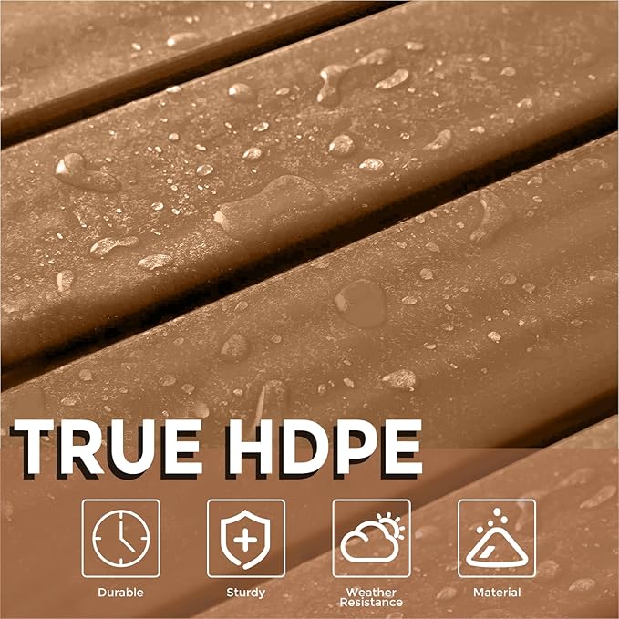 Adirondack Square Outdoor Side Table,2-Tier Storage Patio Side Table, HDPE End Tables for Backyard Pool Porch Garden Lawn BrownRed