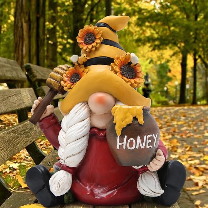 Hodao Bumble Bee Spring Gnome Decorations Honey Bee Gnomes Ornaments World Bee Day Decorations Gifts Summer Gnomes Figurines Honey Bee for Garden Decor Bee Birthday Gifts for Mom, Grandma, Women