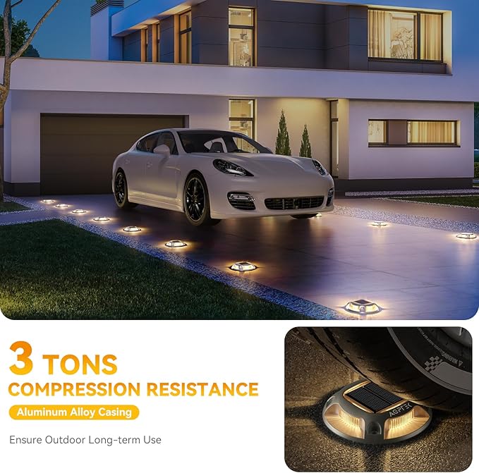 AGPTEK Solar Driveway Light 1 Pack, 2 Colors in 1 Outdoor Solar Deck Dock Marine Waterproof LED Driveway Marker Security Lights for Outside Pathway,Boat Dock,Step,Walkway,Path,Garden