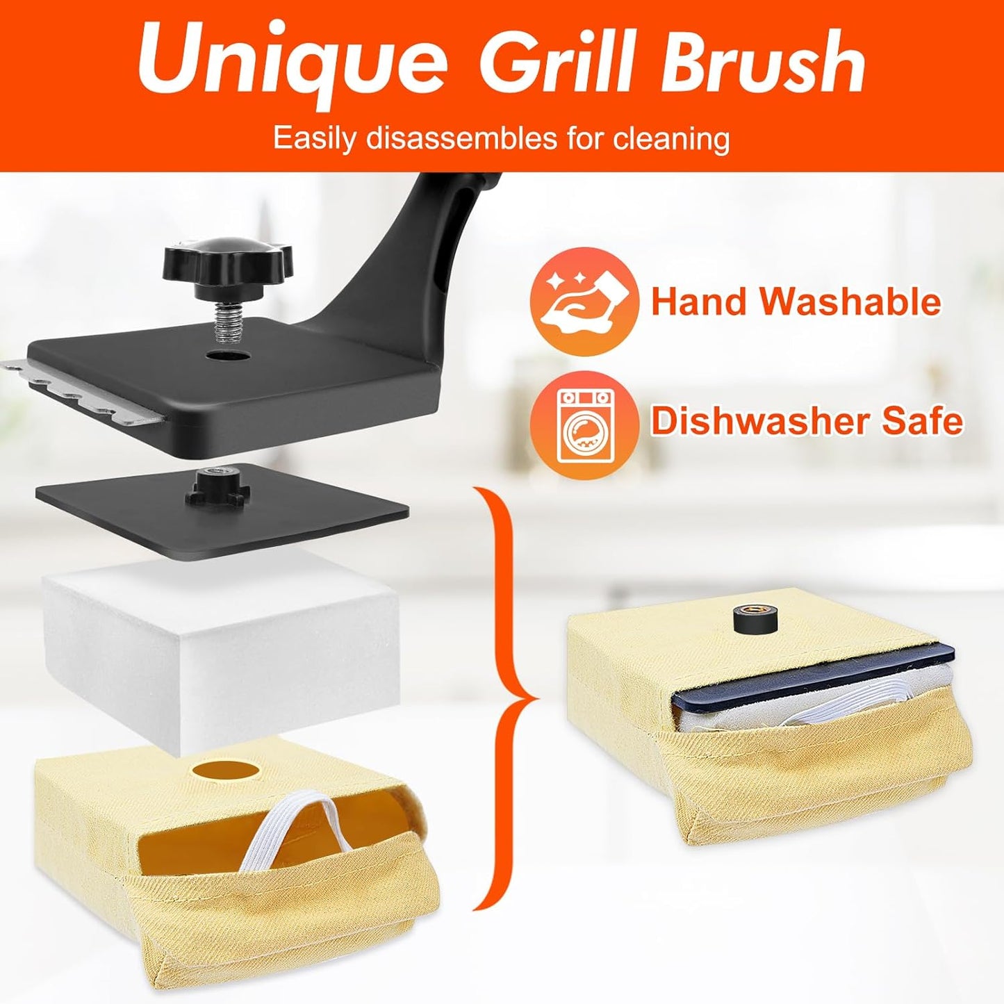 DR DAPPER Grill Brush Scraper Replace Head BBQ Cleaning Brush Bristle Free Upgraded Steam Scrubber Grill Cleaner Accessories Cloth Brush Tool for Cast Iron Stainless-Steel Grates Grill Cleaner Brushes