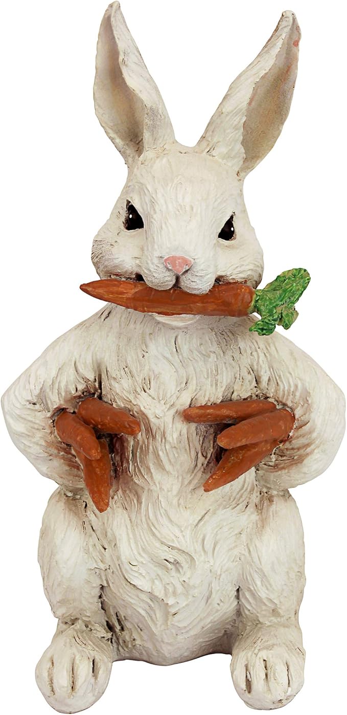 Design Toscano EU1054 Carotene The Rabbit with Carrots Easter Décor, Indoor/Outdoor Garden Statue, 6 Inches Wide, 12 Inches Tall, Handcast Polyresin, Full Color Finish