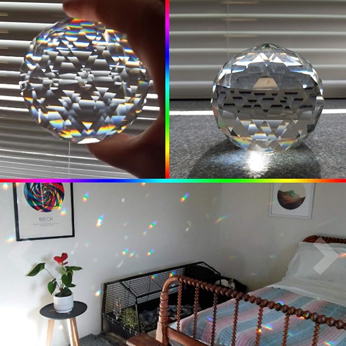 Clear Crystal Ball Prism Window Rainbow Maker Window Prisms Suncatcher for Feng Shui, (100mm/3.94inch)