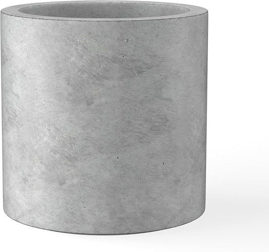 Kante 15.7" Dia Round Concrete Planter, Modern Style Large Cylindrical Plant Pot with Drainage Hole and Rubber Plug for Indoor Outdoor Patio, Natural Concrete