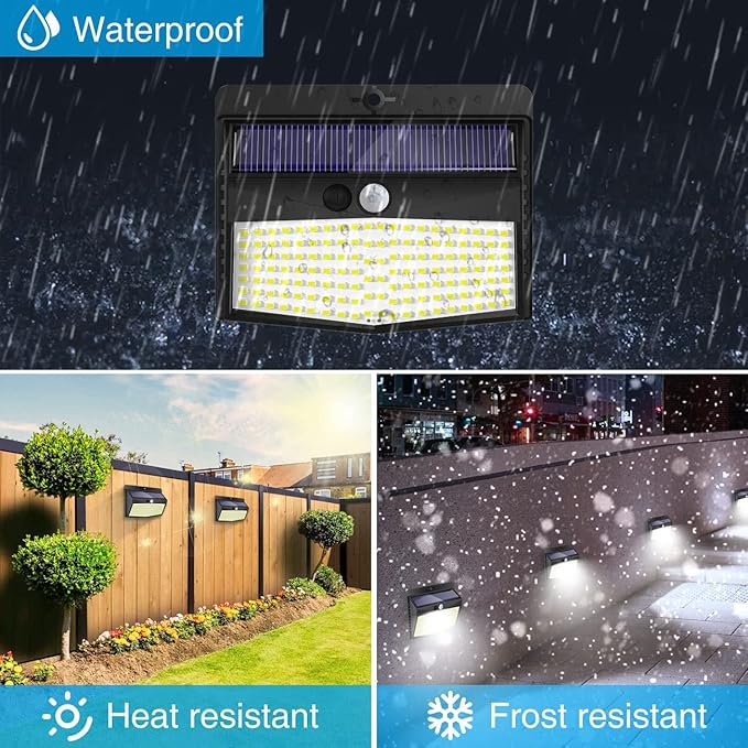 Solar Lights Outdoor, [138 LED/8 Packs] Solar Motion Sensor Security Lights with 3 Lighting Modes Solar Wall Lights Waterproof Solar Powered Lights Outside for Garden Fence Yard Deck Garage