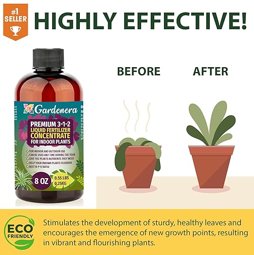 Premium Liquid Avocado Plant Fertilizer - 3-1-2 Concentrate for Indoor Plants and Flowers by Gardenera | Organic Plant Food for Avocado Trees - 8oz
