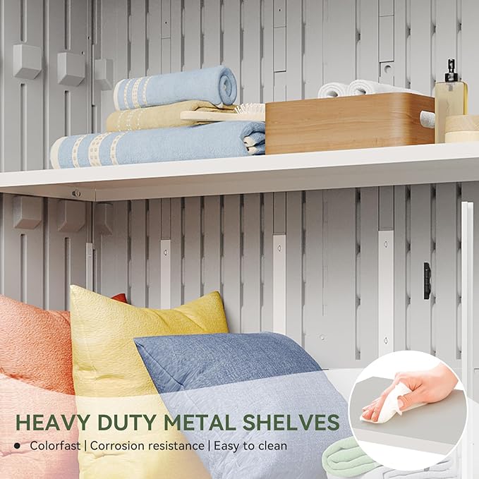 Aoxun 64 Cu.Ft Outdoor Storage Shed with Floor and 2 Shelves, Waterproof Horizontal Resin Cabinet for Garage Storage, Pool Storage, Bike Shed, Garden Shed