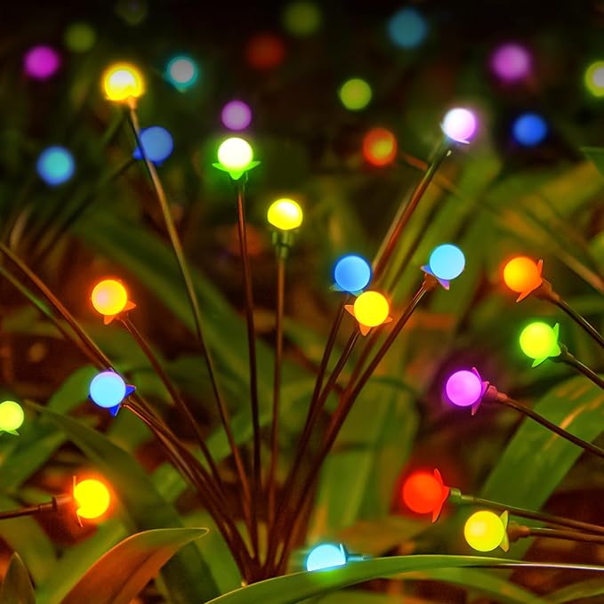 Brightown Solar Garden Lights Outdoor- 4 Pack 48 LED Solar Firefly Lights with 7 Colors Changing, Sway by Wind, Waterproof Solar Outdoor Lights, Solar Lights for Outside Yard Walkway