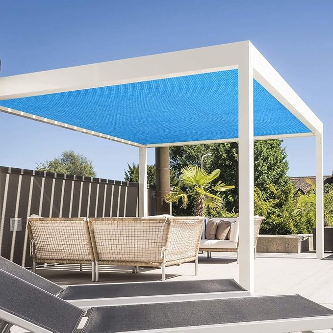 Eden's Decor Straight Flat-Edged Sun Shade Sail Rectangular 17' x 22' Blue UV-Blocking Outdoor Canopy Fabric Cloth Awning for Pergola Patio Garden Backyard Custom Size