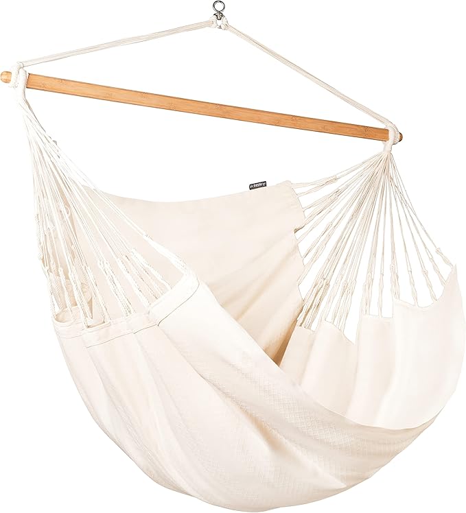 LA SIESTA® XL King Habana Cotton Hammock Chair Swing & Tree Mount Kit - Hammock Swing Chair w/Suspension Kit for Trees Beams & Posts - Indoor Outdoor Hanging Chair for Bedroom Patio - Latte