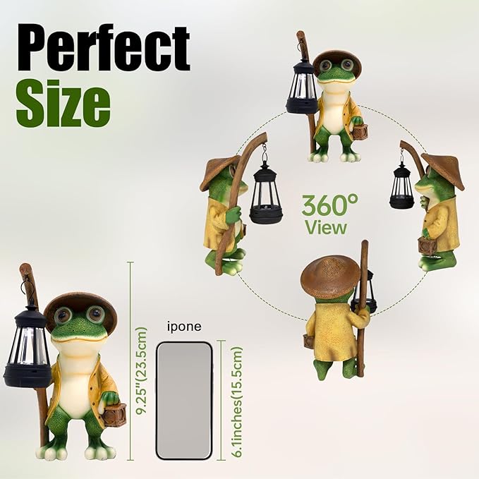 Frog Statue Solar Lights Outdoor-Halloween Christmas Decorations Outdoor, Frog Solar Lights for Garden Patio Porch Decor, Birthday Gifts for Mom Grandma, Housewarming Gifts New Home