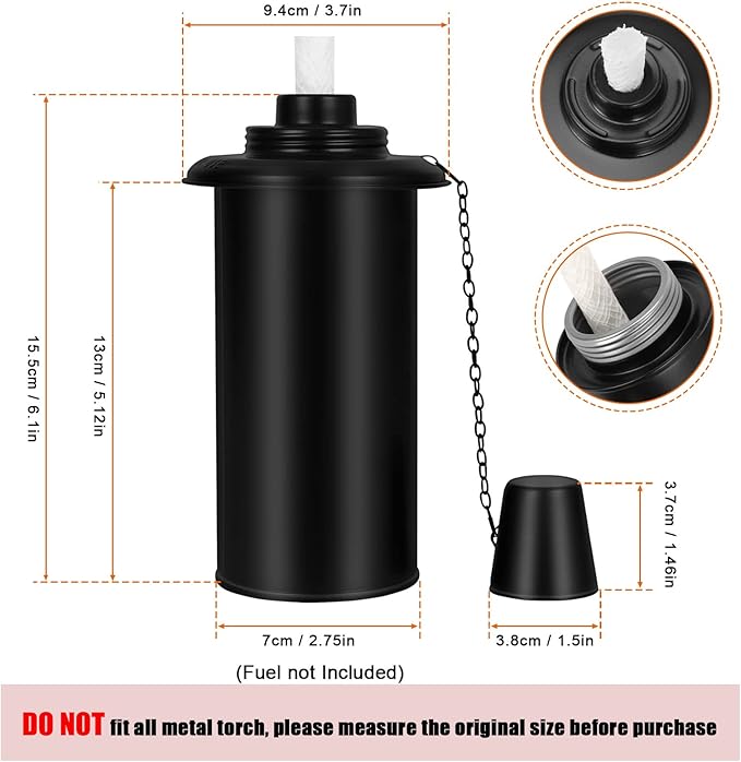 16 oz Torch Replacement Canister (4 Pack) - Outdoor Citronella Fuel Refill for Bamboo Torches with Wicks & Covers, Long-Lasting, Perfect for Patio, Luau Party, Garden Decor