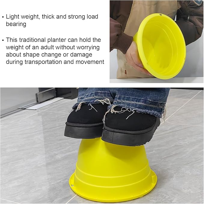 10" Planter Pot for Indoor Plants 5 Pack Plant Pots with Drainage Hole and Rubber Plug, Durable Lightweight Flower Pots Perfect for Home Decor, Yellow