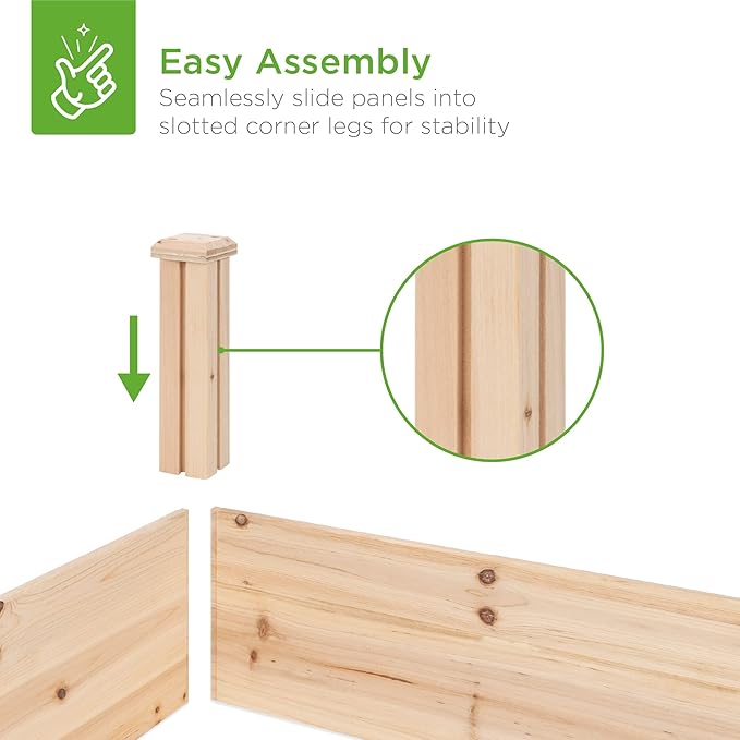 Best Choice Products 8x2ft Outdoor Wooden Raised Garden Bed Planter for Vegetables, Grass, Lawn, Yard - Natural