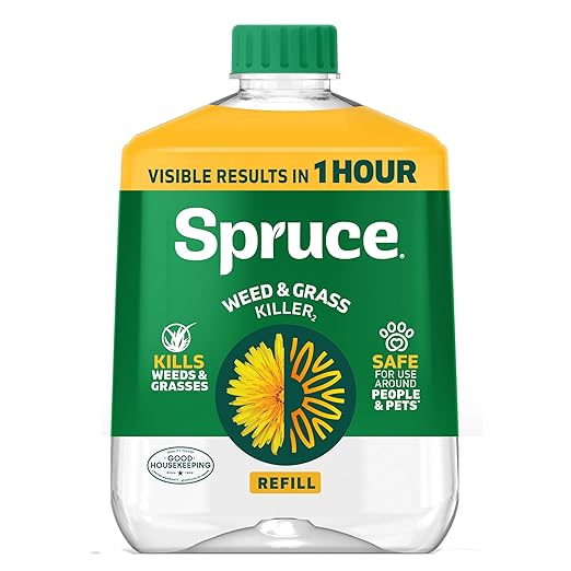 Spruce Weed Killer Refill - Versatile Weed & Grass Killer₂ for Flower Beds, Driveways & Mulch Beds - No Pour, No Mix, No Mess Refill - Kills Dandelions, Crabgrass & More (64 Oz)
