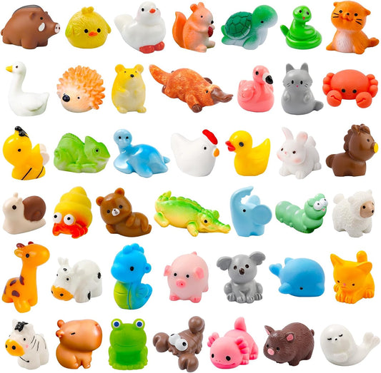 42 Pcs Mini Resin Animals 42 Styles Resin Animals Figurines Bulk for Fairy Garden Miniature Dollhouse Accessories Hide Crafts Decor