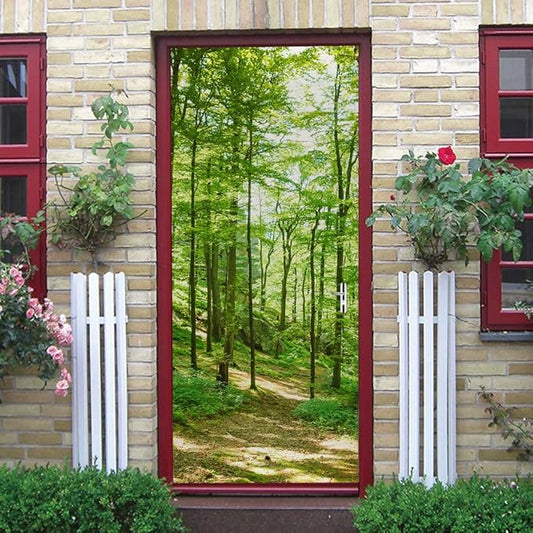3D Door Wallpaper Self-Adhesive Door Sticker - Forest - Door Film Poster Premium PVC Waterproof Wall Sticker for Bedroom Living Room Door Decoration Wallpaper 80 x 200 cm