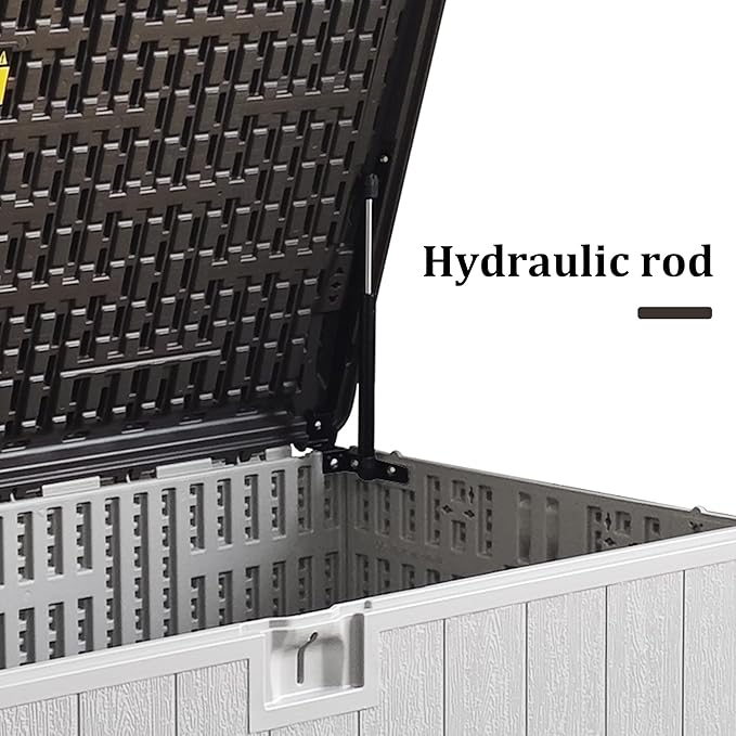 110 Gallon Pro Outdoor Storage Box, Waterproof Resin Deck Box for Patio, Pool, and Garden, Lockable Bin for Cushions, Tools, and Accessories, UV-Resistant, Grayish Brown