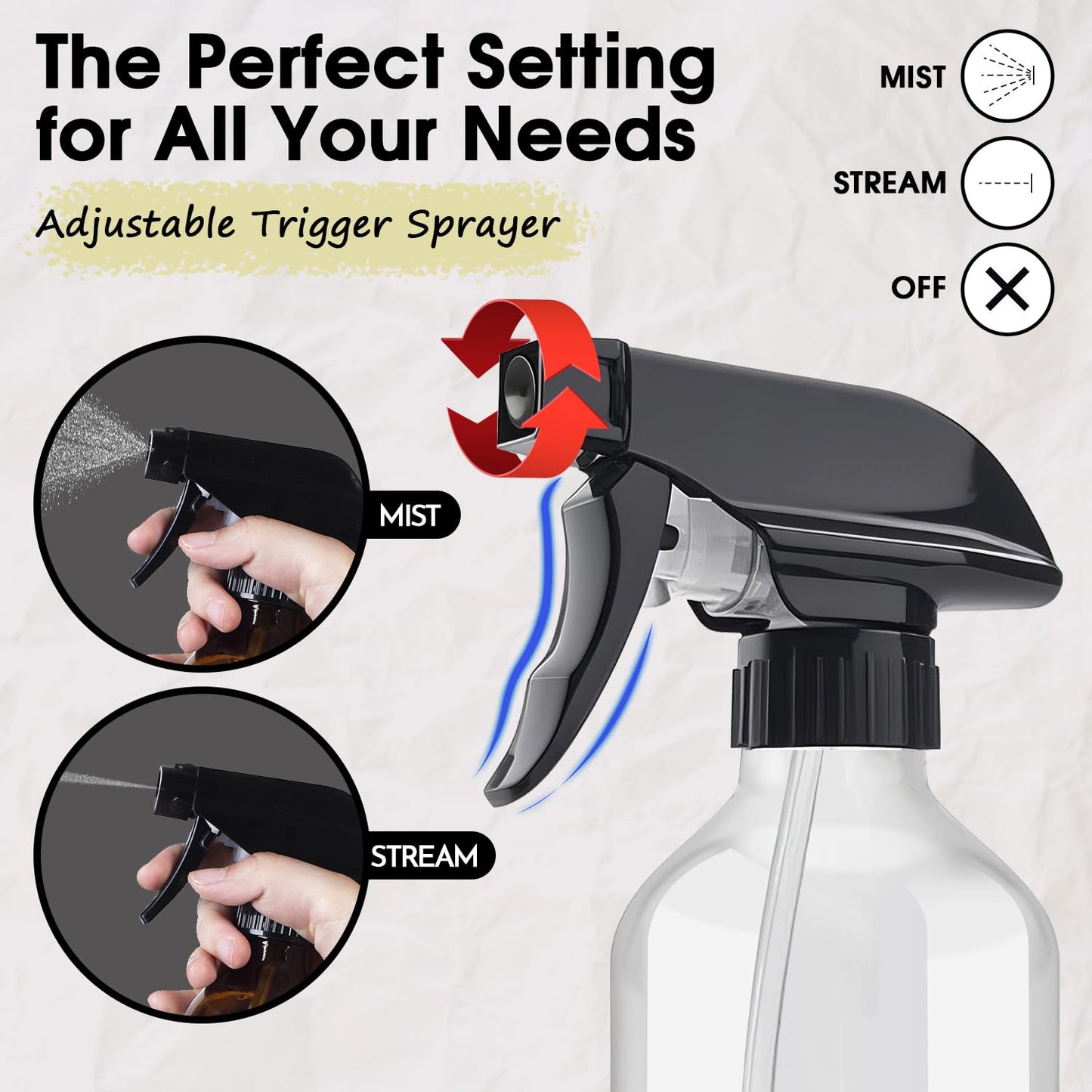 2 Packs Plastic Spray Bottles 360° Water Spray Bottle for Cleaning - 10 oz/300 ml Upside Down Spray Bottle Small Squirt Bottle with Adjustable Nozzle for Hair, Cooking, Plant, Pet (Clear + Green)