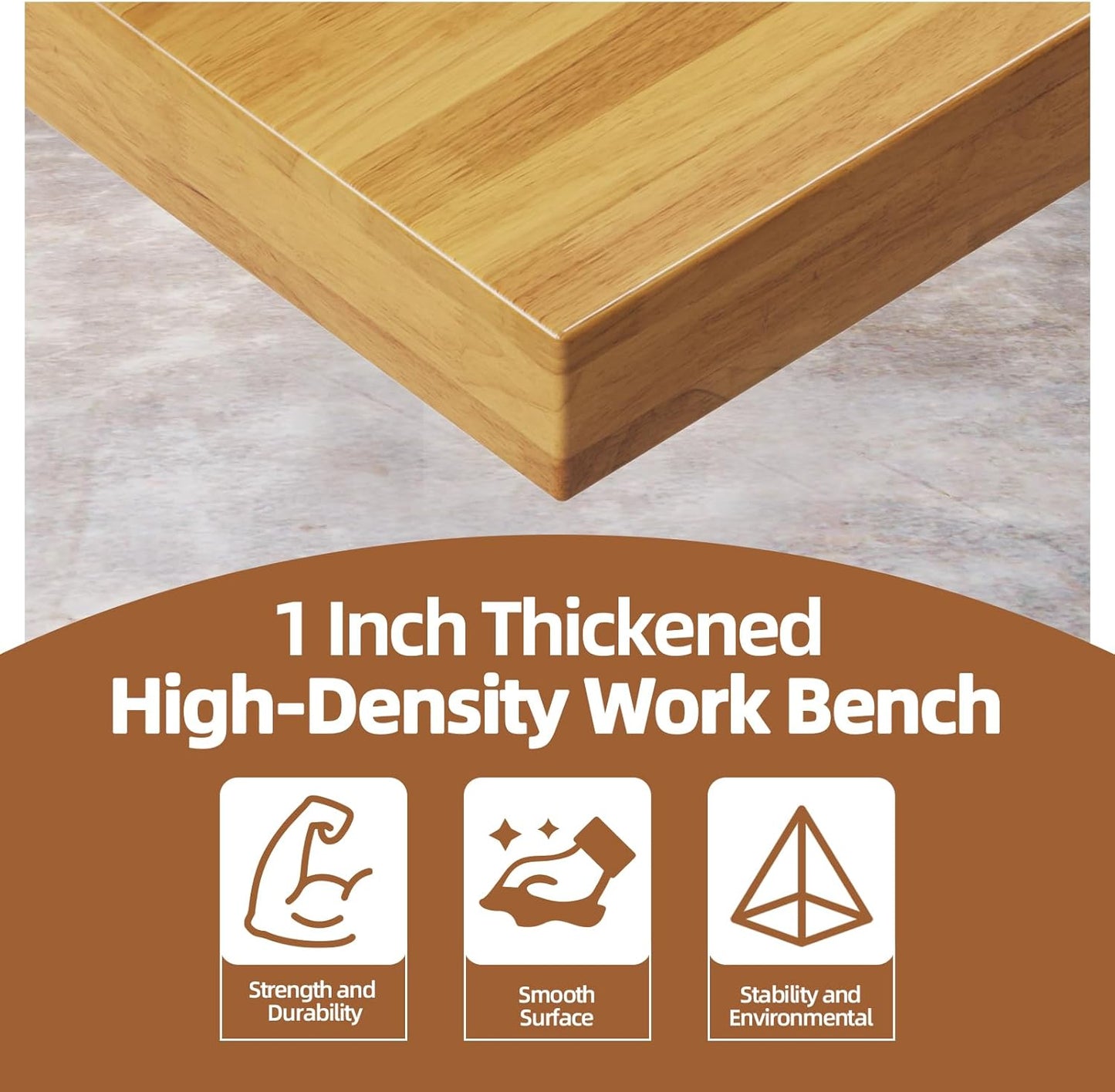 48" Adjustable Workbench, Work Bench Table with Wheels and Power Outlet, Rolling Workbench with Drawers, Large Load Capacity Garage Workbench for Workshop,Office,Home