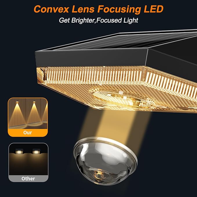 Ellasay Solar Powered Lights for Fence: 10 Lighting Modes with RGB - Waterproof IP65 - Bright Lens LED for Outdoor Wall Garden Deck Patio Porch Yard Pool 16 Pack