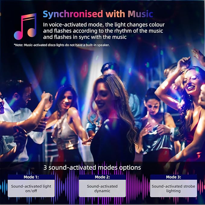 4-Pack DJ Disco Ball, Party Lights Sound Activated with Remote, Strobe Light for Home Room Dance Birthday Party Supplies, Stage Lamp for New Years Birthday Halloween Christmas Decorations