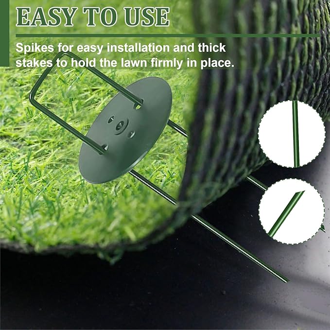 50Pcs U-Type Turf Staples for Artificial Grass + 50Pcs Buffer Washer, 6 Inch Garden Stakes Galvanized Landscape Staples, Proof Sod Pins Stakes for Securing Yard Fences Weed Barrier Cords Tents Tarps