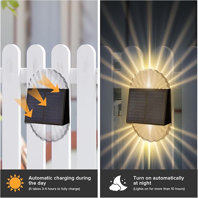 Solar Deck Post Lights, 6 Pack Fence Driveway Step Lights for Garden, Yard, Patio Decor - Outdoor Waterproof, Warm White, S-240