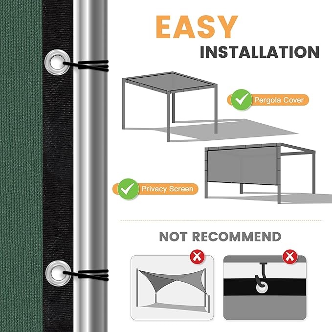 VICLLAX Shade Fabric Sun Shade Cloth with Every 2 FT Grommets for Patio Garden Pergola Cover Canopy 16x21 FT, Dark Green