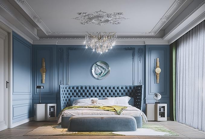 Dimoon 118''x23.6'' Blue Peel and Stick Wallpaper Contact Paper Modern Self Adhesive Wall Paper Removable Renter Friendly Textured Solid Color Shelf Cabinet Vinyl Roll (118''x23.6'',Blue Grey)