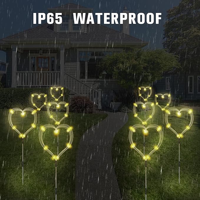 6 Pack Solar Garden Lights Outdoor, Firework Lights 8 Modes with Remote DIY Outdoor Decor,120 LED Waterproof Garden Fireworks Lamp, Landscape Outdoor Light for Pathway Backyard Lawn (Warm White)