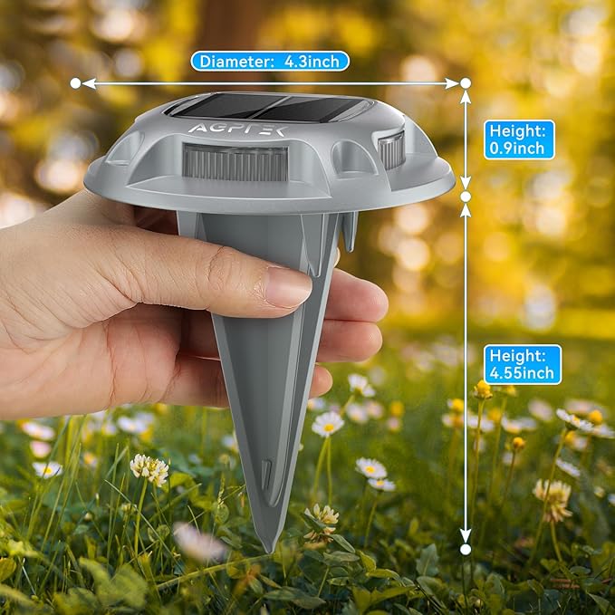 AGPTEK Solar Driveway Lights 4 Pack, 2 Colors in 1 Outdoor Solar Deck Dock Marine Waterproof LED Driveway Marker Security Lights for Outside Pathway,Boat Dock,Step,Walkway,Path,Garden (Blue & White)