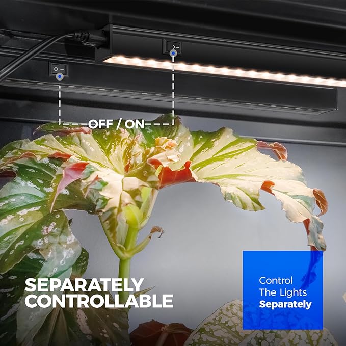 Barrina Grow Lights for Indoor Plants, Full Spectrum Sunlight, Black Cover LED Grow Light Bulbs, T5 Grow Light Strip, 1ft Plant Light for Indoor Plants Growing, 3 Mounting Modes, Yellow, 4 Packs