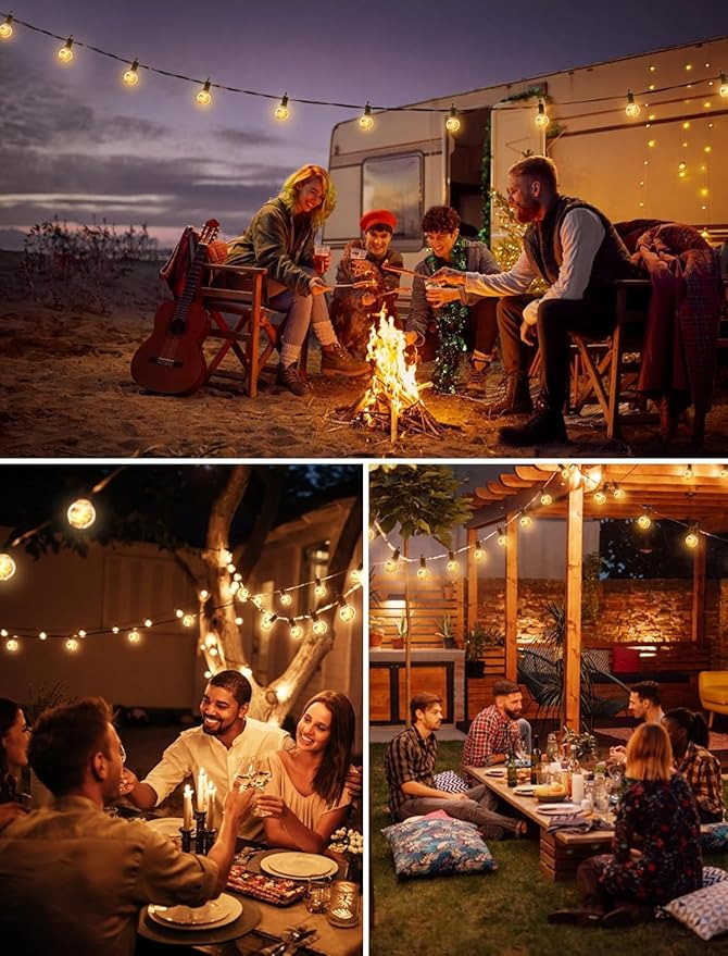 Brightown Outdoor String Lights - Globe Patio Lights 30 Ft with 15 G40 Shatterproof Bulbs, Waterproof Connectable Commercial Outdoor Lights for Backyard, Bistro, Porch, Cafe, Deck