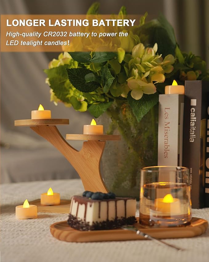 BEICHI Flameless LED Tea Lights - 100 Pack Battery Operated Flickering Fake Candles for Wedding, Halloween, Christmas & Diwali - Warm Yellow
