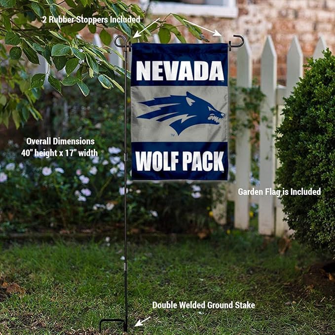 College Flags & Banners Co. Nevada Wolfpack Garden Flag with Pole Stand Holder
