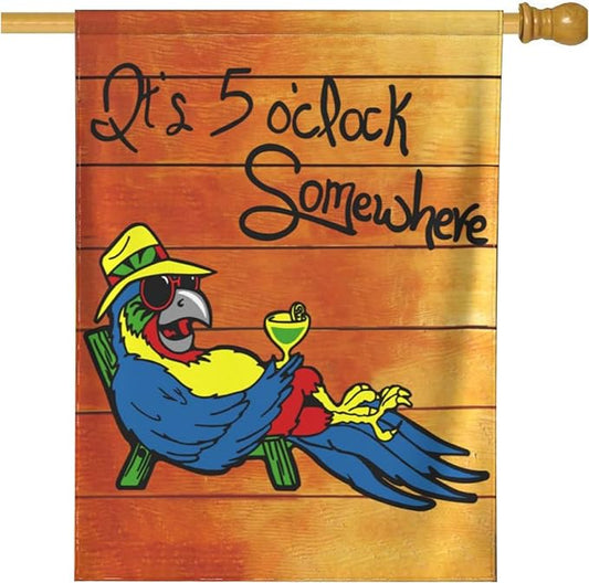 It's 5 O'Clock Somewhere Garden Flag 28x40 Inch Outdoor Decoration Banner Spring Summer Tropical Beach House Flags Yard Farmhouse Garden Deco Indoor Sign, Colour 1