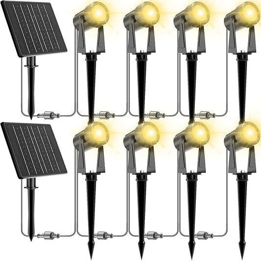ZYAN Solar Landscape Spotlights Outdoor Waterproof IP65, Bright Solar Powered Garden Yard Spot Lights for Outside Plant, Tree, Pathway, Auto On/Off Wall Lights for Walkway, Patio, Lawn-8 Pack