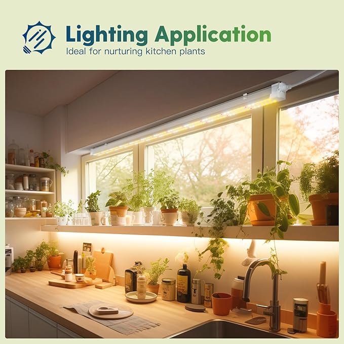 FREELICHT 2 Pack 4FT LED Grow Light, 40W (250W Equivalent), Full Spectrum Sunlight Growing Lamp Fixture, Linkable Hanging Plant Light for Hydroponic Indoor Plants Seeding, Plug-in with On/Off Switch