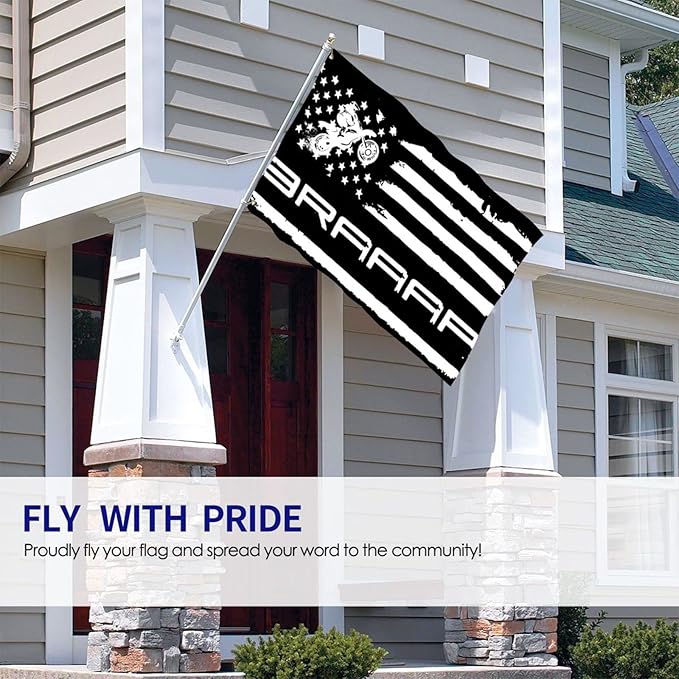 Braaap Motocross Dirt Bike American Flag 3x5 Ft Indoor/Outdoor Yard Garden Lawn Holiday Decoration Banner Sign